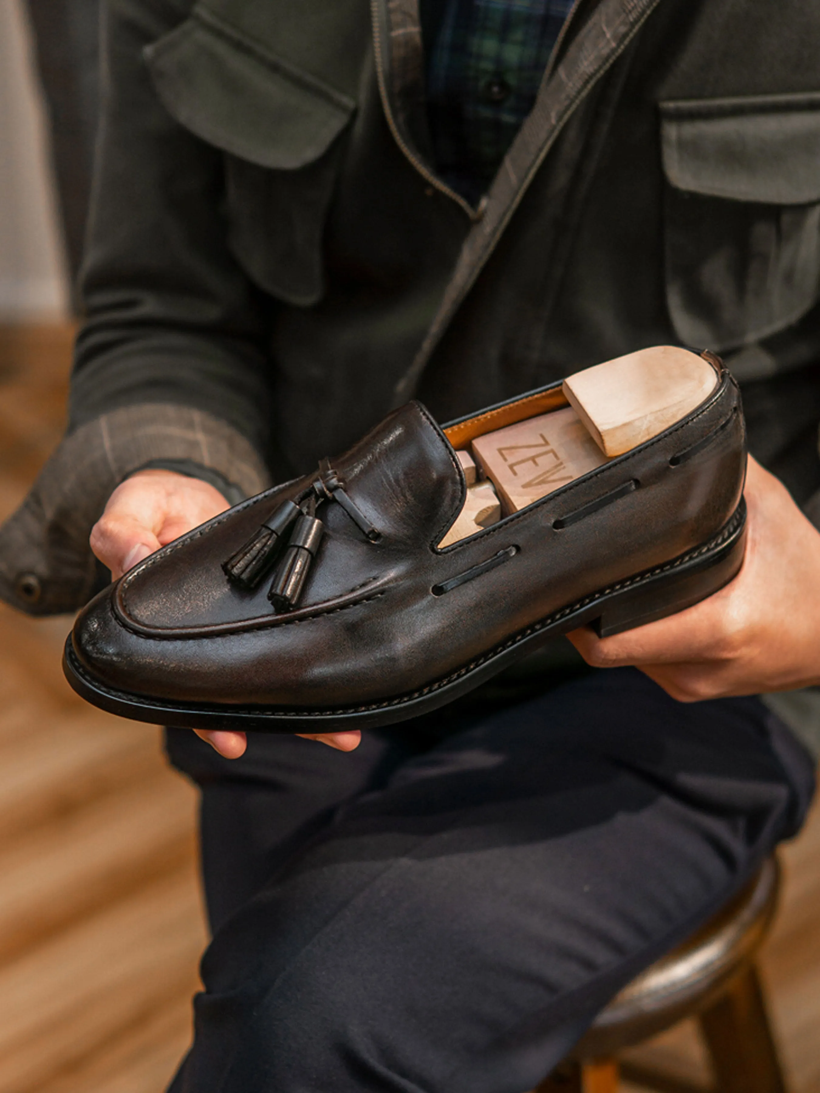 Tassel Loafer - Dark Brown (Hand Painted Patina)