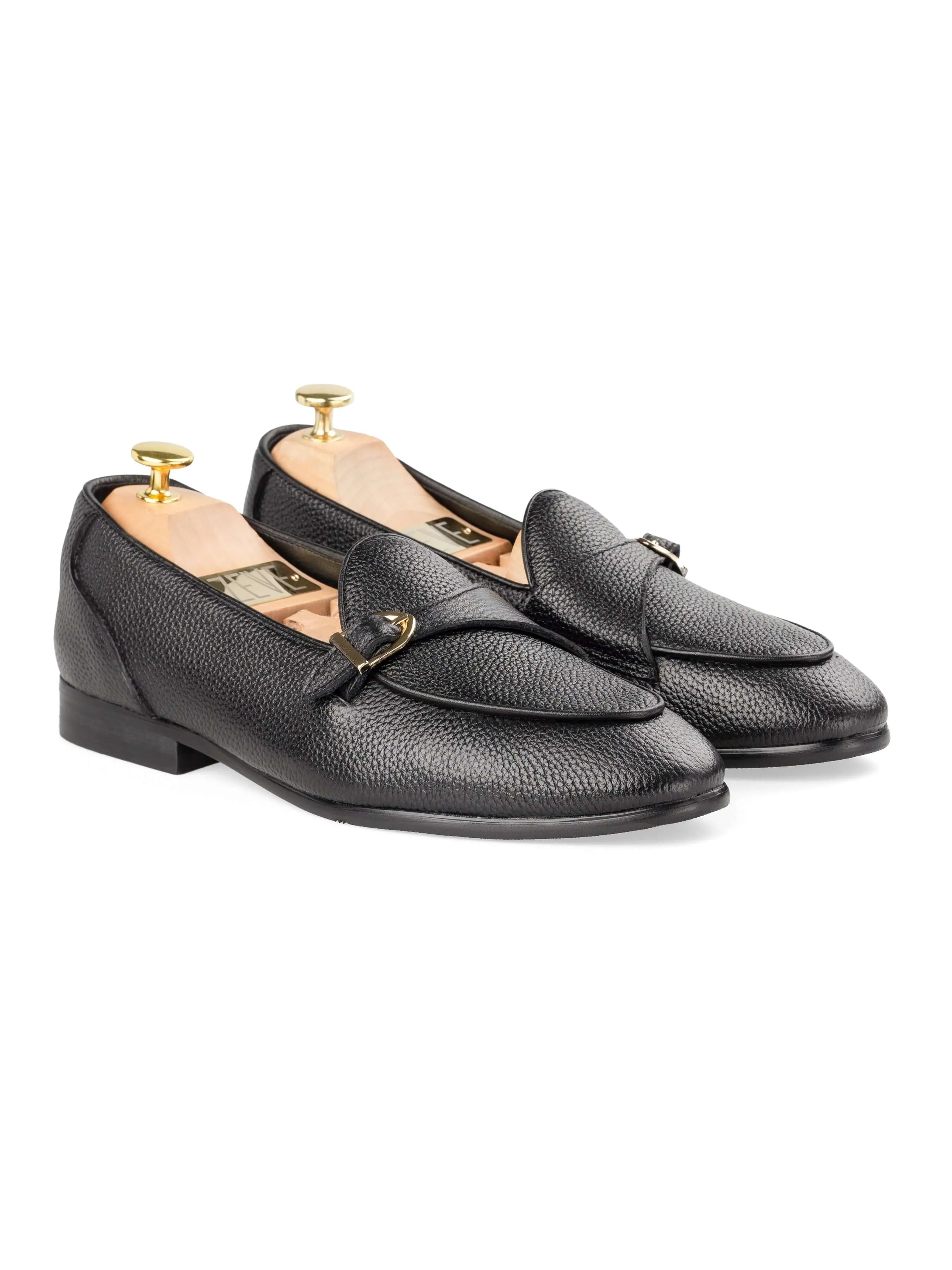 Theo Belgian Loafer - Black Pebble Single Strap