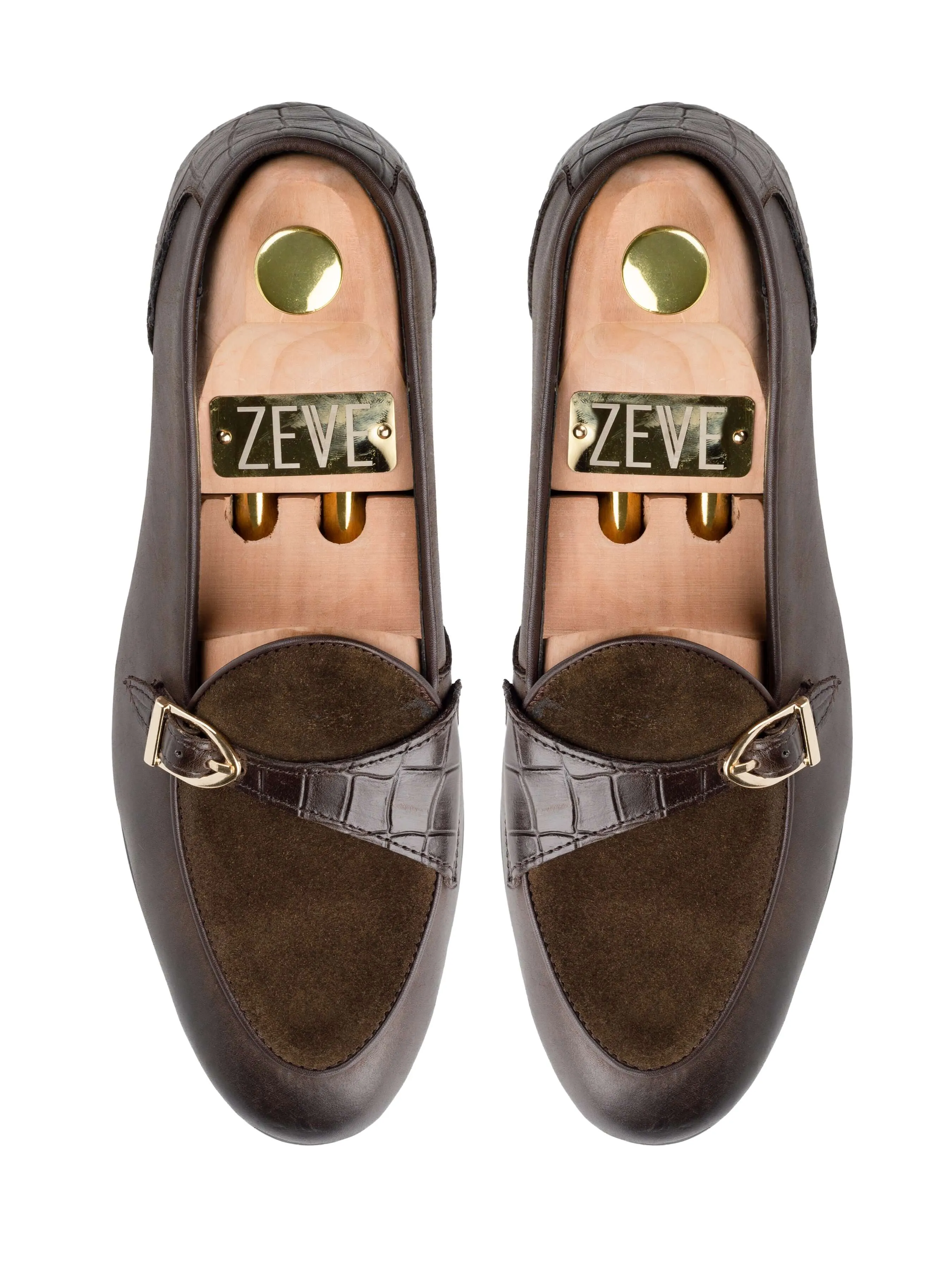 Theo Belgian Suede Loafer - Coffee Single Strap Croco