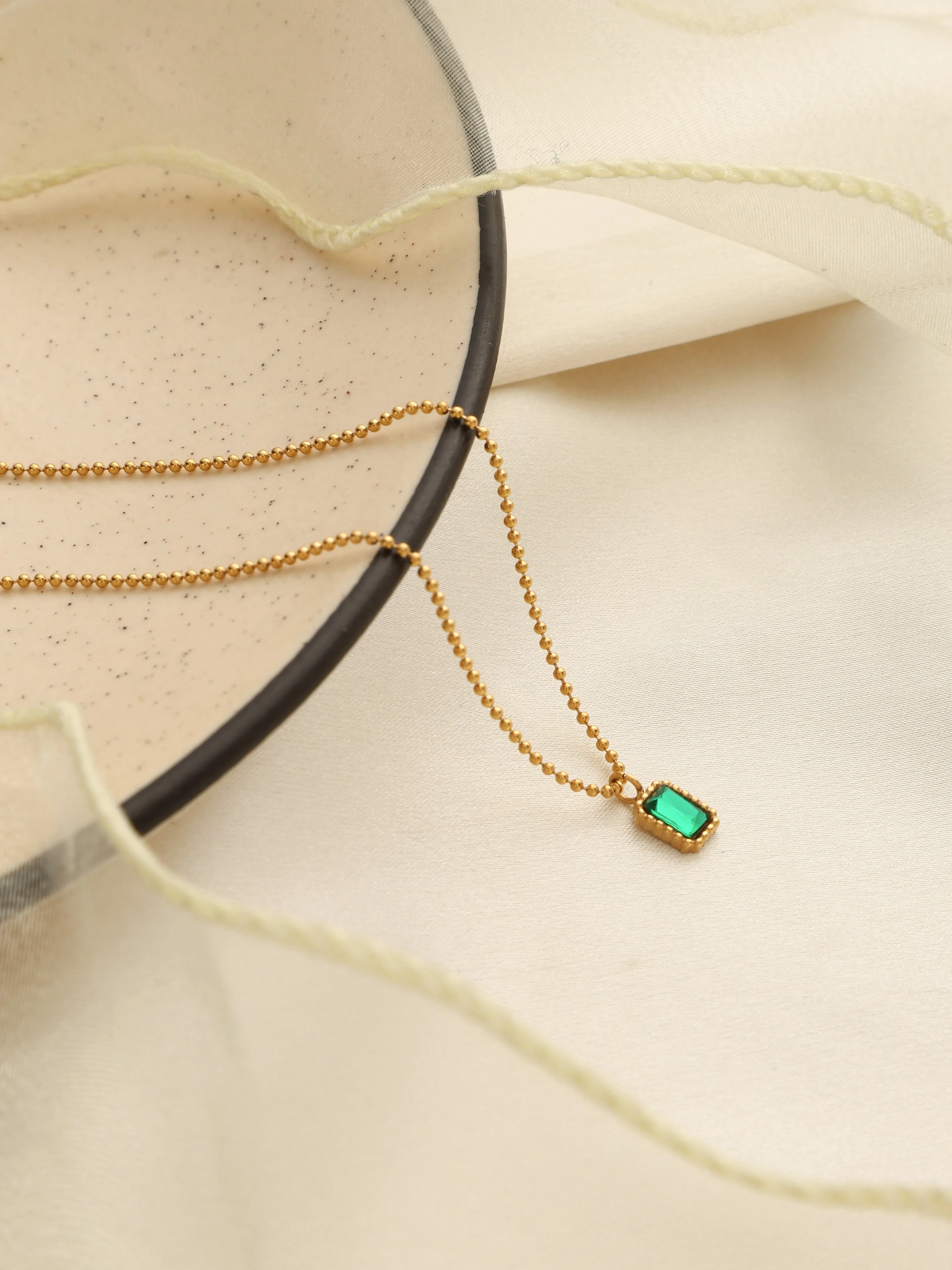 Tiny Emerald Pendant Necklace