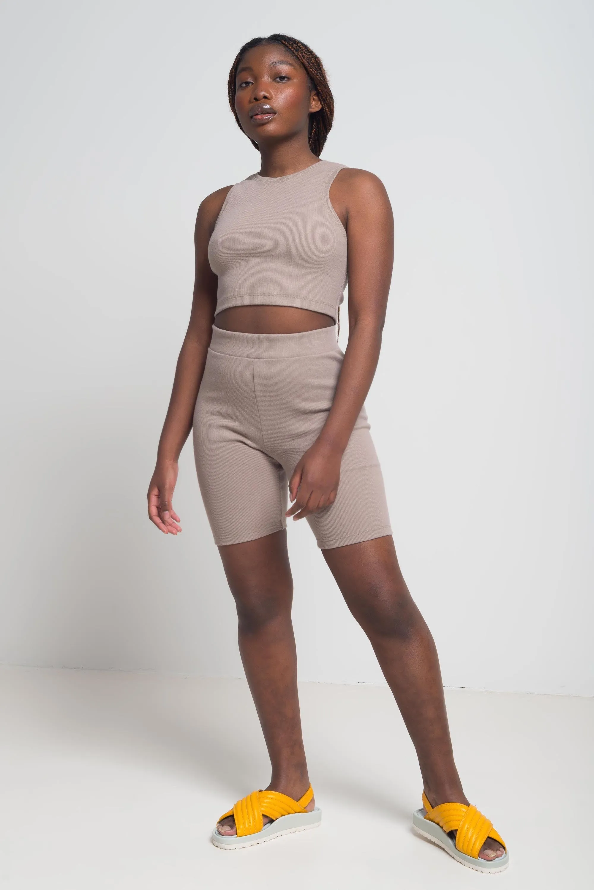 TUCK taupe biker short