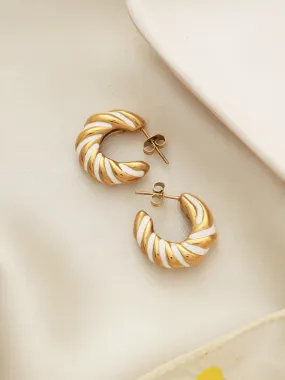 White Enamel Croissant Hoops