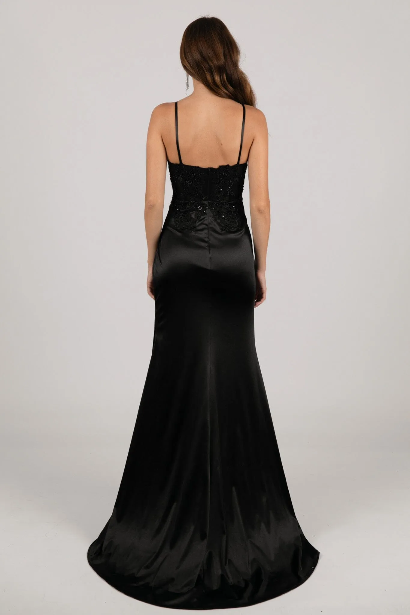 YESENIA Beaded Corset Gown - Black